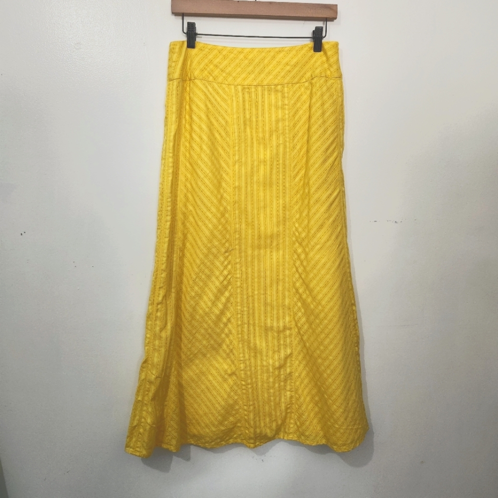 Talbolts Petite Size 6 Yellow Maxi Eyelet Lace Skirt Cotton Lined Summer